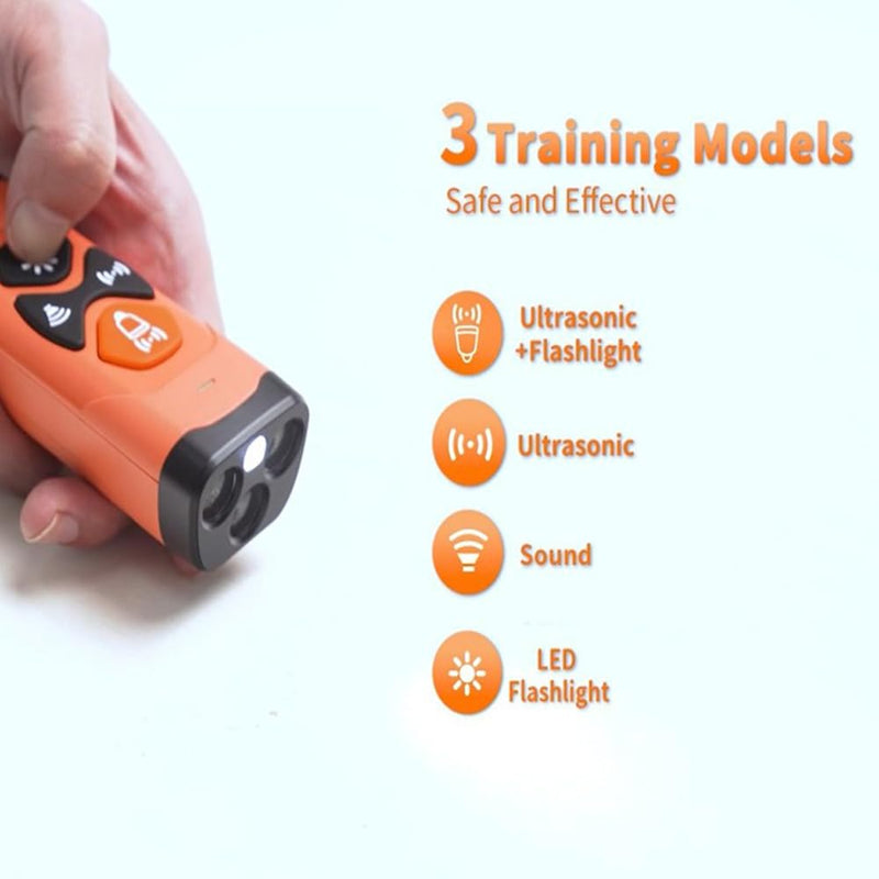 2025 Ultrasonic Dog Bark Deterrent Device – Rechargeable Anti-Bark Control with 3X Frequencies, Auto Mode, 20ft Range – Safe Humane Training for All Dogs & Collars, Orange