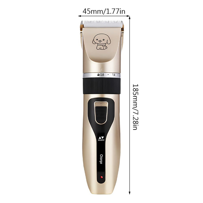 Pilarmuture Dog Grooming Clippers - Low Noise Rechargeable Electric Cat Shaver Shears for All Pets, Dog Trimmer with 4 Guard Combs Gold - PawsPlanet Australia