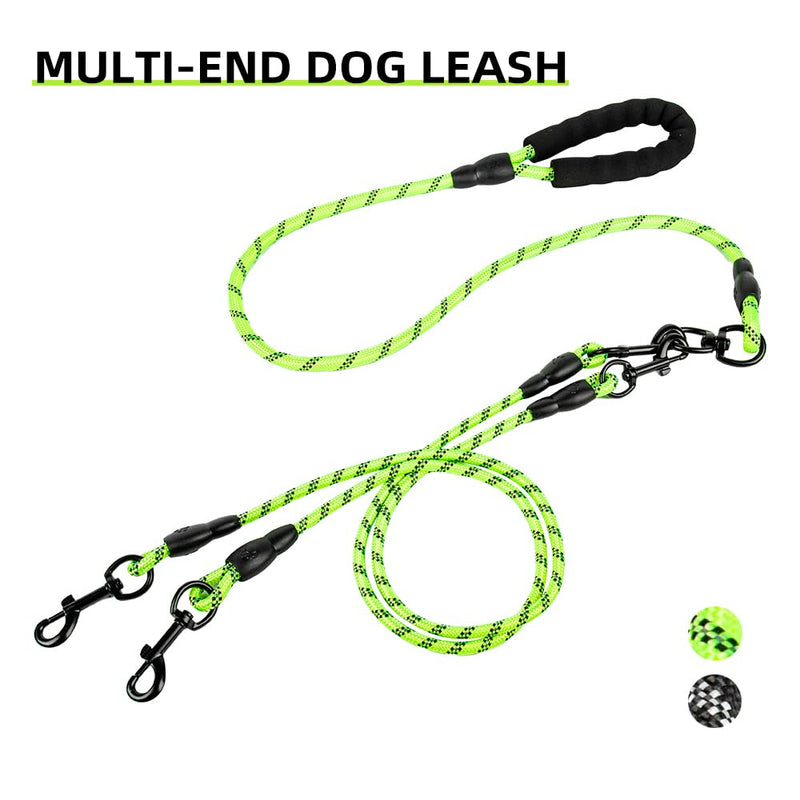 Double Dog Leash, 360 Swivel No Tangle, Shock Absorbing Bungee, for 2 Large Dogs 25-150 lbs (Green) Green - PawsPlanet Australia