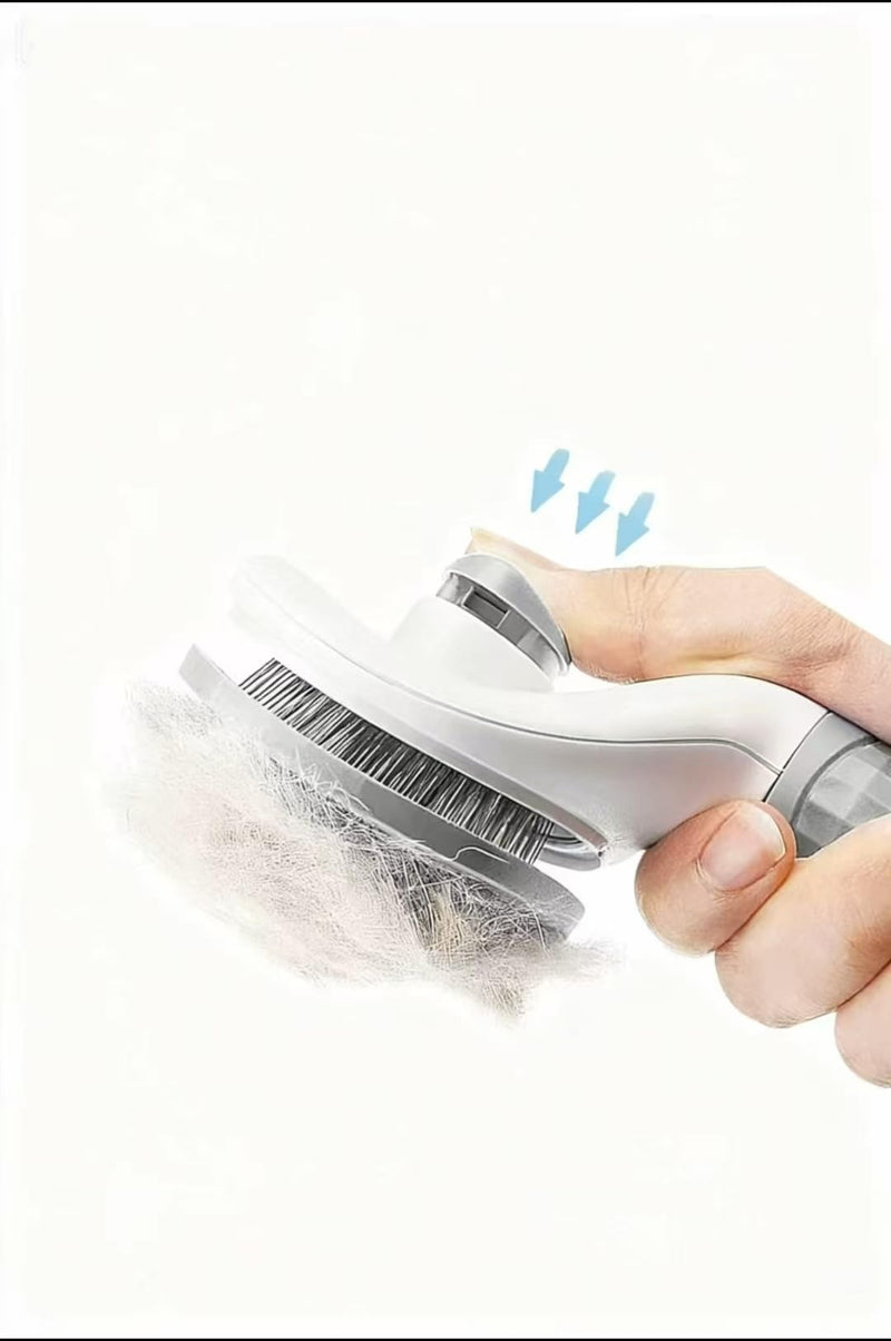 Self Cleaning Pet Brush for Shedding, One-Touch Release Dog & Cat Grooming Brush, Gentle Deshedder with Massaging Bristles for Long & Short Hair Pets - Painless Hair Remover Tool Blue