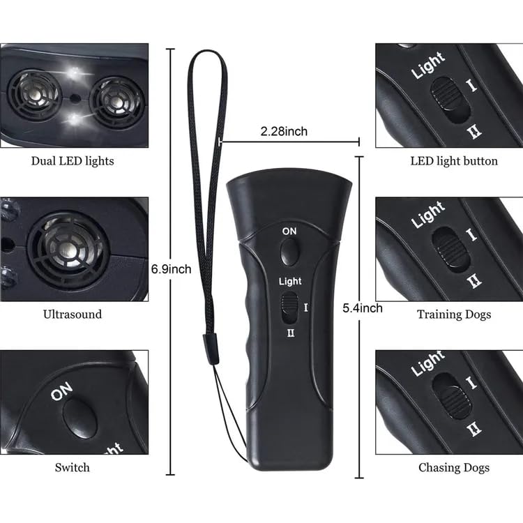 Anti Barking Device for Dogs, Sonic Bark Deterrents – Ultrasonic Dog Bark Control with LED Light & Flashlight | Safe & Humane Handheld Trainer | Deterrent for All Dog Breeds