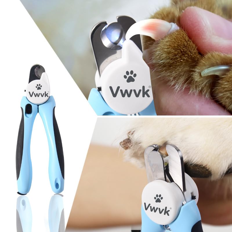 Dog & Cat Nail Clippers & Trimmers - LED Light Illuminates Nails/Bloodline, Quick Sensor & Safety Guard to Avoid Over Cutting, Extra Sharp Blade for Thick Nails, with Free Nail File(Blue) Blue - PawsPlanet Australia