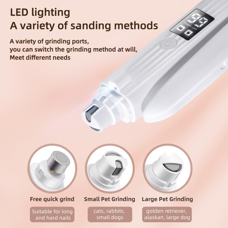Dog & Cat Nail Clipper and Grinder 2 in 1,Rechargeable with Multiple Sanding Ports and Splash Guard. LED Light on Both Ends,Comes with a Screen to Display Power and Working Status - PawsPlanet Australia