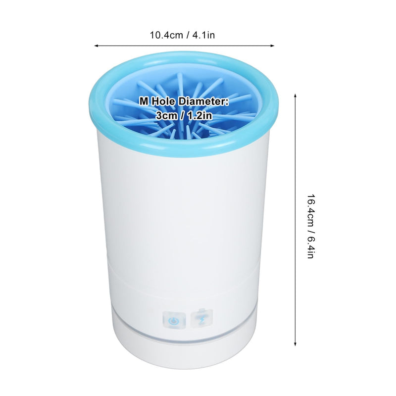 Automatic Dog Cleaner, Soft Electric Washer USB Rechargeable Portable Cleaner Cup, Dog Foot Cleaning Machine for Small to Medium Dogs Cats (White Blue) M White Blue - PawsPlanet Australia