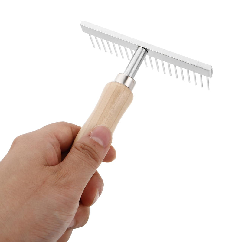 Grooming Rake with Anti-Slip Wooden Handle: Stainless Steel Grooming Brush for Dogs Golden Retriever Husky German Shepherd Pet Supplies Tool - PawsPlanet Australia