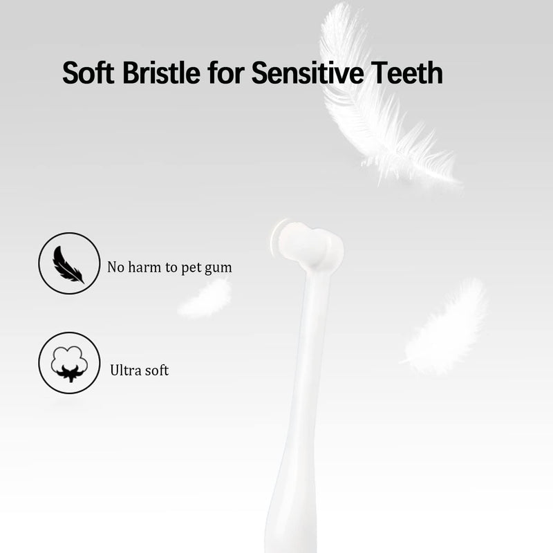 JGocot Dog Toothbrush, Cat Toothbrush|Mini Head|Micro Nano Bristle|Ultra Soft Pet Toothbrush for Sensitive Gum, Dog Dental Care Kit for Puppy,Kitten,Cats&Small Breed Dogs White - PawsPlanet Australia