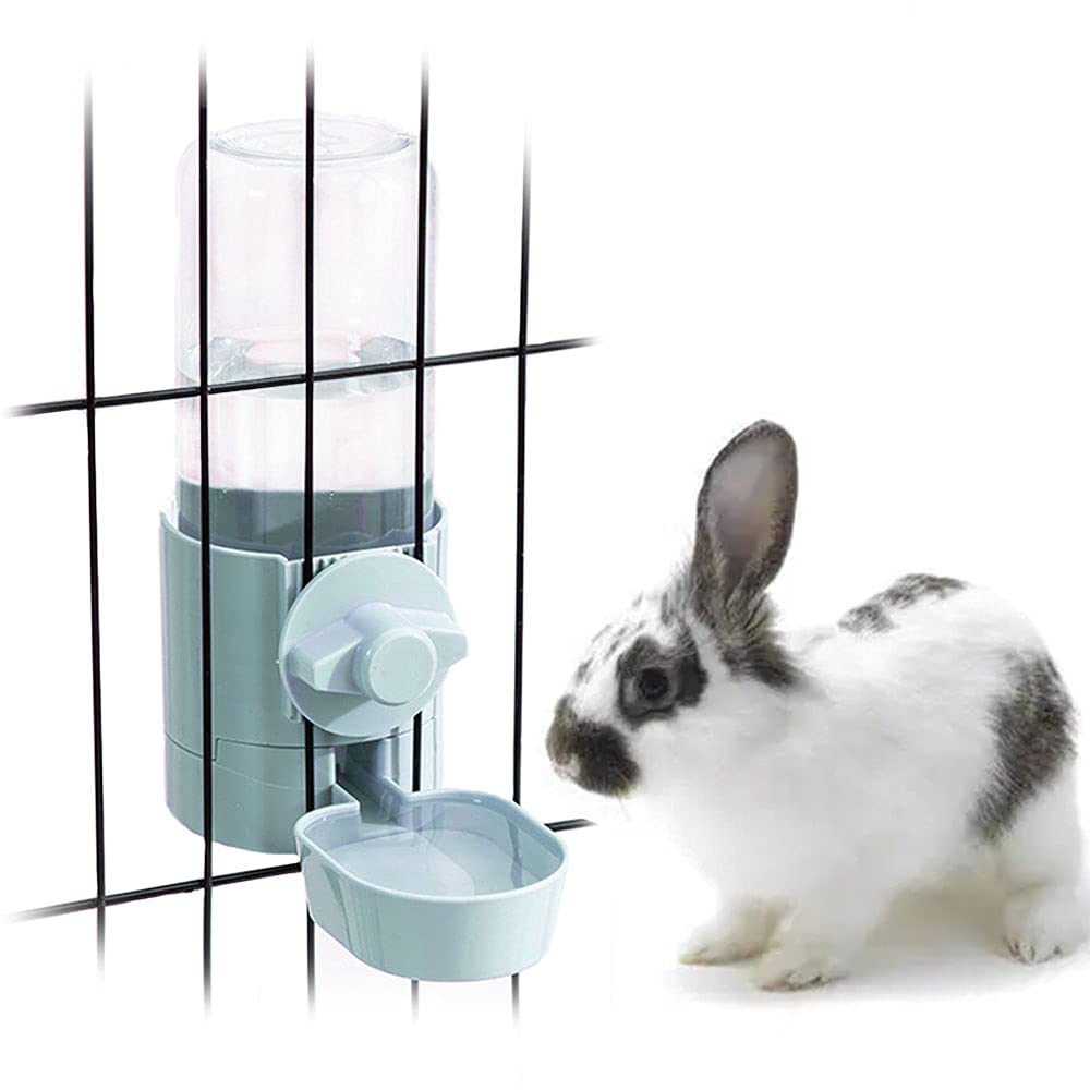 17oz No Leak Rabbit Waterer Feeder, No Drip Water Feeder Water Bowl for Guinea Pig Hamster Chinchilla Ferret Small Animal Blue