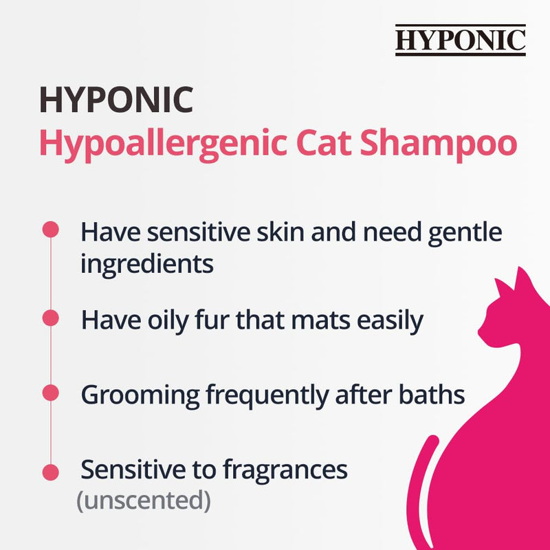 HYPONIC Hypoallergenic Premium Shampoo for All Cats - Fragrance Free Cat Shampoo for Dry Skin, Dandruff, Allergy (Scented 10.1 oz) Scented 10.1 oz - PawsPlanet Australia