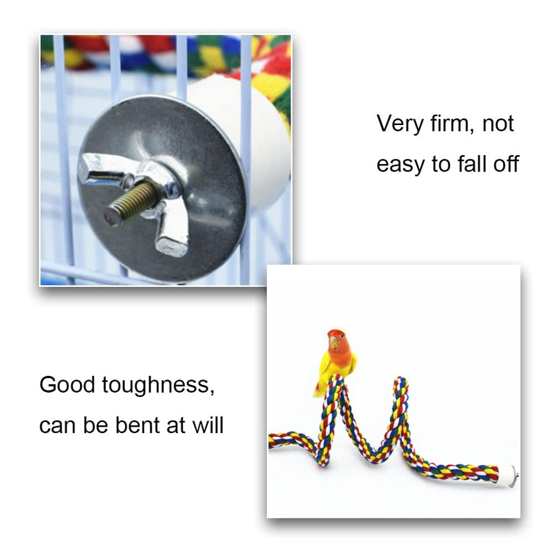 Bird Perch Rope Colorful Bird Spiral Rope Practical Parrot Toy Parrot Climbing Rope Cotton Rope Swing Bird Ladder Bridge for Large Medium Small Parrots (24 Inch) 24 Inch - PawsPlanet Australia