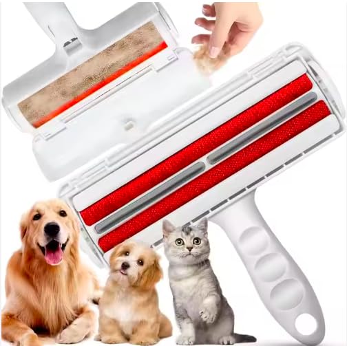 Reusable Pet Hair Removal Brush, Self-Cleaning Base, for Clothes and Furniture, Pet Lint Roller Remover - PawsPlanet Australia