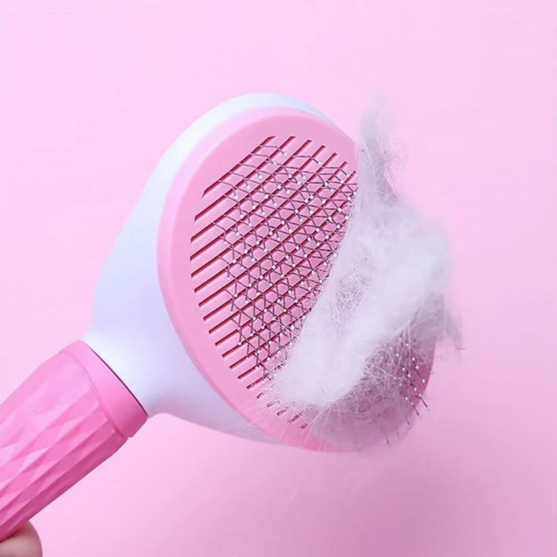 Generic Pet Comb Dogs Cats Hair Removal Brush One-click Auto Grooming Tools Puppy Comb Kitten Brush Pet Long or Short Hair Self Cleaning Accessories Pet Massage Tool Removes Tangles & Loose Fur(Pink) pink - PawsPlanet Australia