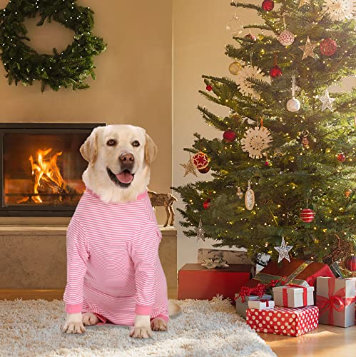 Yeapeeto Dog Onesie Surgery Recovery Suit for Large Medium Bodysuit Dogs Pajamas PJS Full Body for Shedding, Prevent Licking, Wound Protection, Cone Alternative (5XL, Pink) 5XL