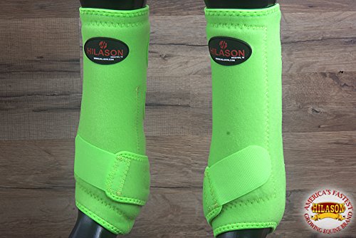 HILASON Lime Green Large Horse Medicine Sports Boots Rear Hind Leg