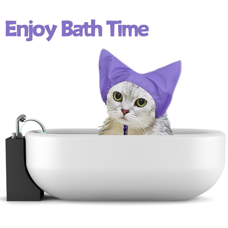 Adjustable Pet Shower Caps Bath Cap Dog Cat Shower Caps, Waterproof Adjustable Ear Protection Cats Ear Drops Guard for Kitten Puppy Small Pets Bath Protector (Purple) purple - PawsPlanet Australia