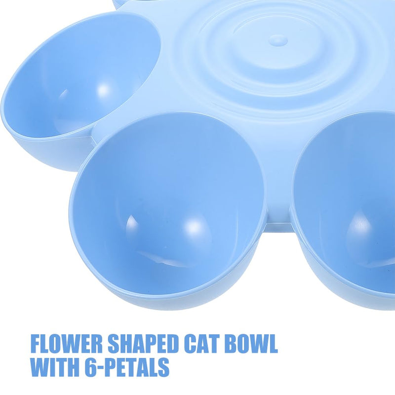 POPETPOP 2pcs Cat Food Water Bowls Plastic Dog Cat Feeder Bowls Multi- Feeder 6-Meal Kitten Food Dishes Petals Shaped Dog Bowl Blue - PawsPlanet Australia