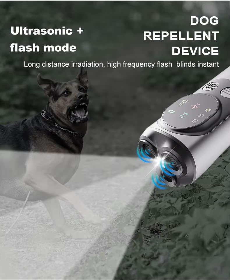 Ultrasonic Dog Training Device, Professional Bark Control Repellent, 15-30 KHz, USB-C Fast Charging, 2 Hour Battery Life (Silver) Silver - PawsPlanet Australia