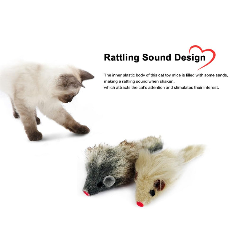 2PCS Cat Mice Toys,Faux Fur Cat Mice Toys with Plastic Body, Interactive Catch Play Mouse Toy for Indoor Cats,Kittens - PawsPlanet Australia