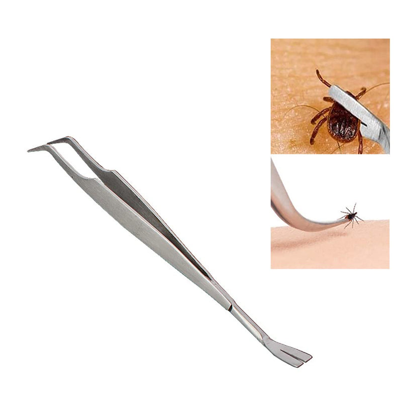 2 Pcs Stainless Steel Tick Tweezers Dual Tipped Tick Remover Tool First Aid Tweezers Tick Killer Tweezer for Human Dogs Cats - PawsPlanet Australia