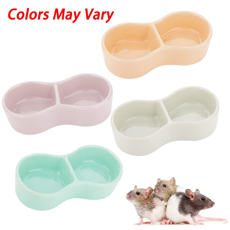 2 Pcs Hamster Ceramic Food Bowl, Double Grid Design Anti-turning Food and Water Dish for Hamster Hedgehog Sugar Glider Gerbil Chipmunk Rodent (Colors May Vary) - PawsPlanet Australia