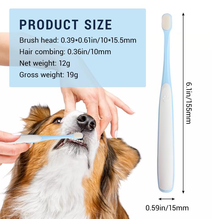 Pet Toothbrush Set for Small Dogs and Cats, 4 Pack Micro Head with Soft Bristles