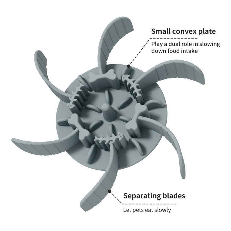 Slow feeder dog bowl insert with suction cup for pet dogs to prevent suffocation. Slow feeder insert is suitable for small and medium-sized dogs, basic dog bowls, and elevated cat bowls (grey) grey - PawsPlanet Australia