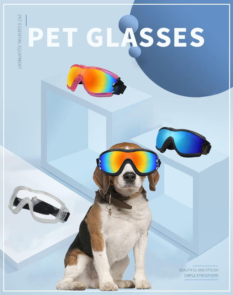 SANPLMG Dog Soft Cute Sunglasses,Pet Goggles,Flexible Frame,Wind Proof,Dust Proof,Eye Protection,with Adjustable Straps,for Medium Dogs,for Long Snout Dogs Cycling,Ski,Motorcycle (1 Pack) (Black/red) Black/red - PawsPlanet Australia