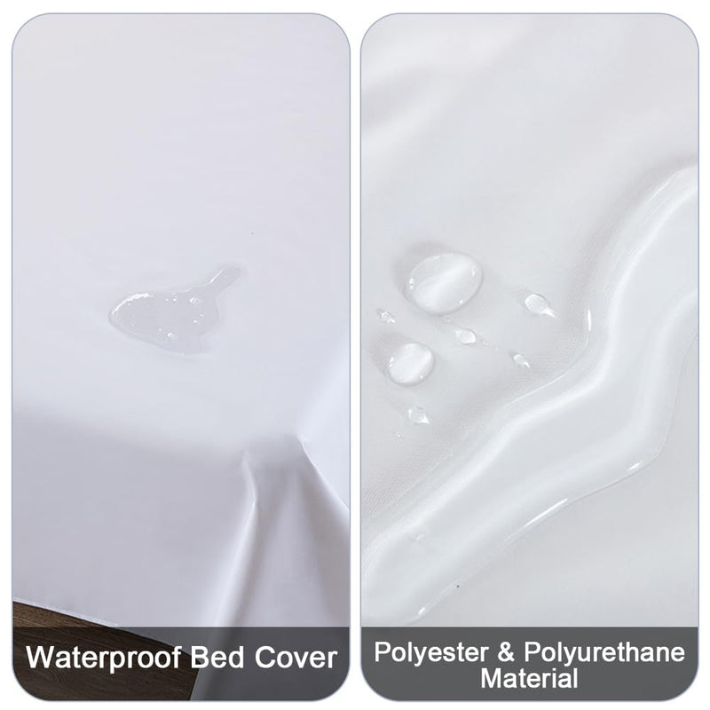 DUJUIKE Waterproof Bed Cover for Dog and Cats,Pet Hair Resistant Bed Sheet Cover, Protective Bed Liner Cover with 100% Waterproof Breathable Thin Fabric (Cal King/King 98 * 90 inch, White) Cal King/King 98*90 inch - PawsPlanet Australia