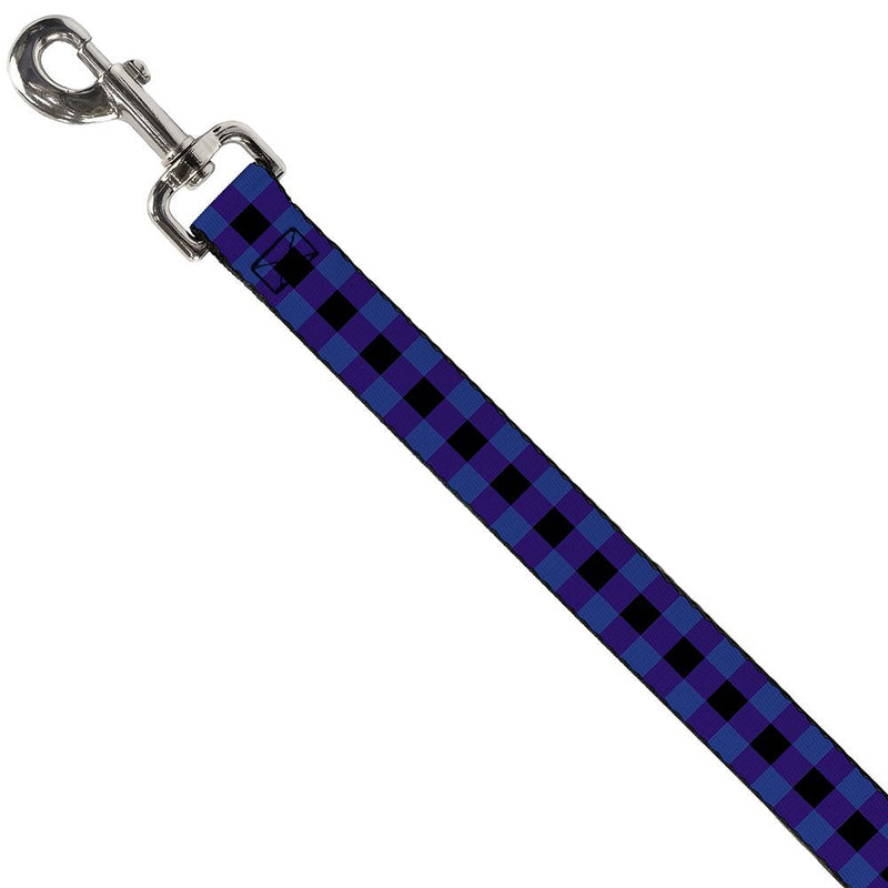 Dog Leash Buffalo Plaid Black Blue 6 Feet Long 1.0 Inch Wide 6 Feet Long - 1" Wide