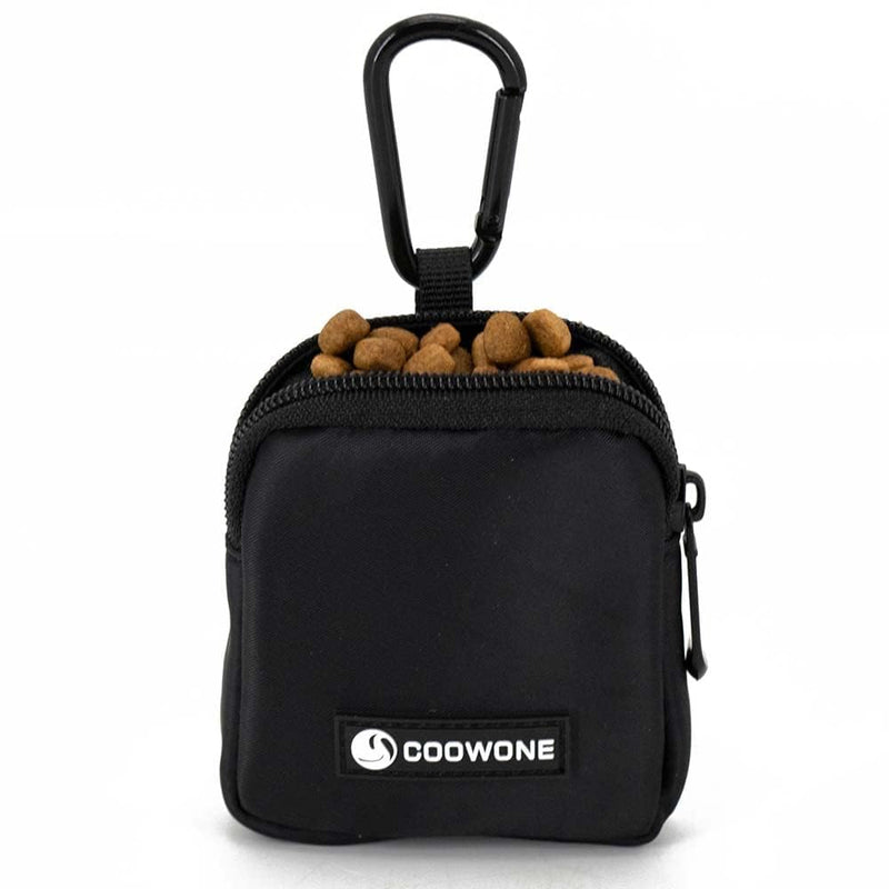 Waterproof Dog Treat Pouch, Dog Training Treat Pouch Built in Poop Bag Dispenser Adjustable Shoulder Bag (BLK) (BLK) BLK