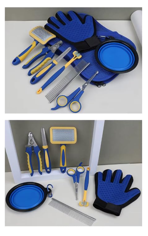 Pet Grooming Kit for Dogs Cats 8 in1 Brush Shedding & Deshedding Tools for Long and Short Haired Dogs and Cats, Dematting Comb Set - PawsPlanet Australia