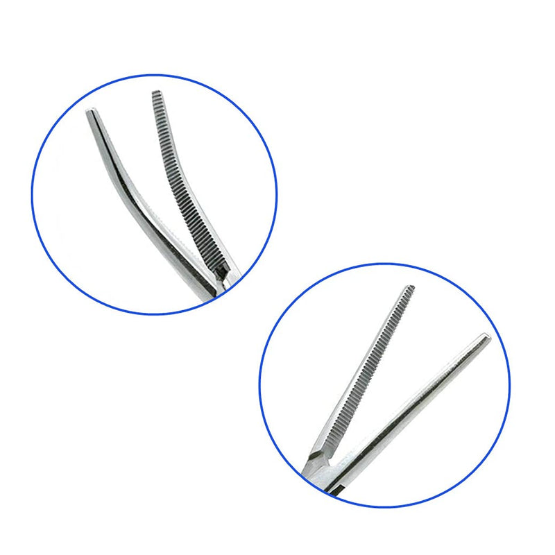 2pc Locking Straight & Curved Clamp Hemostat Forceps,Locking Tweezers Clamp for Pet Dog Grooming Ear Hair Cleaning tools 14.0 Centimetres - PawsPlanet Australia