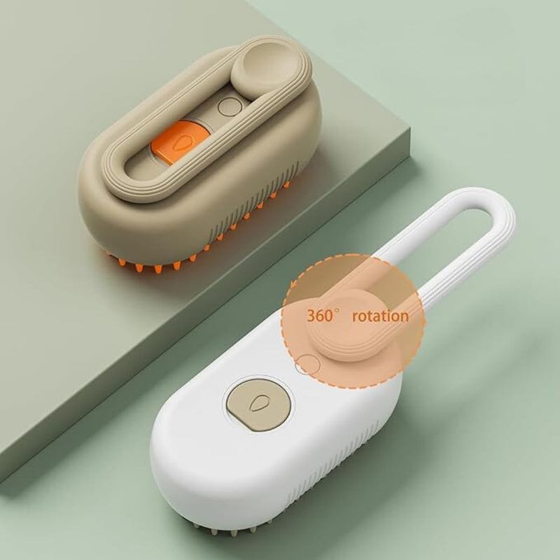 Cat Steam Brush,Rechargeable with Handle,Self-Cleaning Grooming Tool,for Cats and Dogs,3 In1 Cat Steamy Brush, Multifunctional Hair Comb for Removing Tangled and Loose Hair (white) white - PawsPlanet Australia