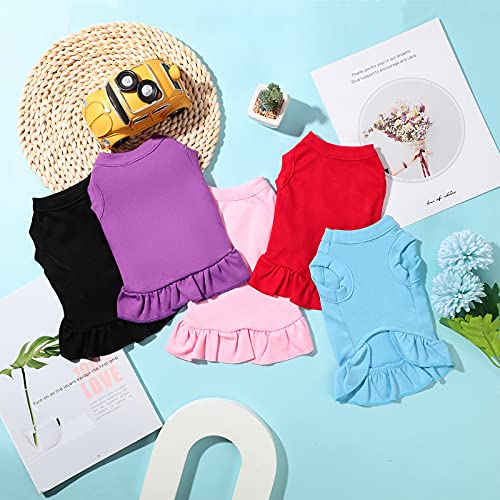 6 Pieces Dog Dresses Shirt Skirt Sleeveless Dress Breathable Pet Shirts with Ruffles Puppy Sundress Outfits for Dogs and Cats (L Size) L Size - PawsPlanet Australia