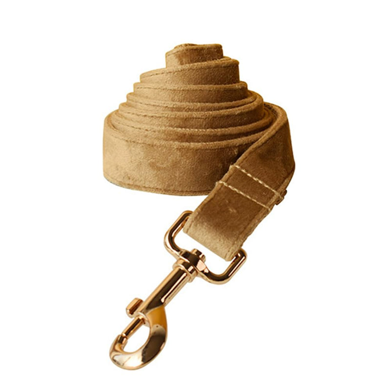 JAY D.L Dog Collar and Leash Set，Soft & Comfy Velvet Dog Collars with Heavy Duty Metal Buckle and Matching Lead Adjustable for Small Medium Large Dogs (Small, Khaki) - PawsPlanet Australia