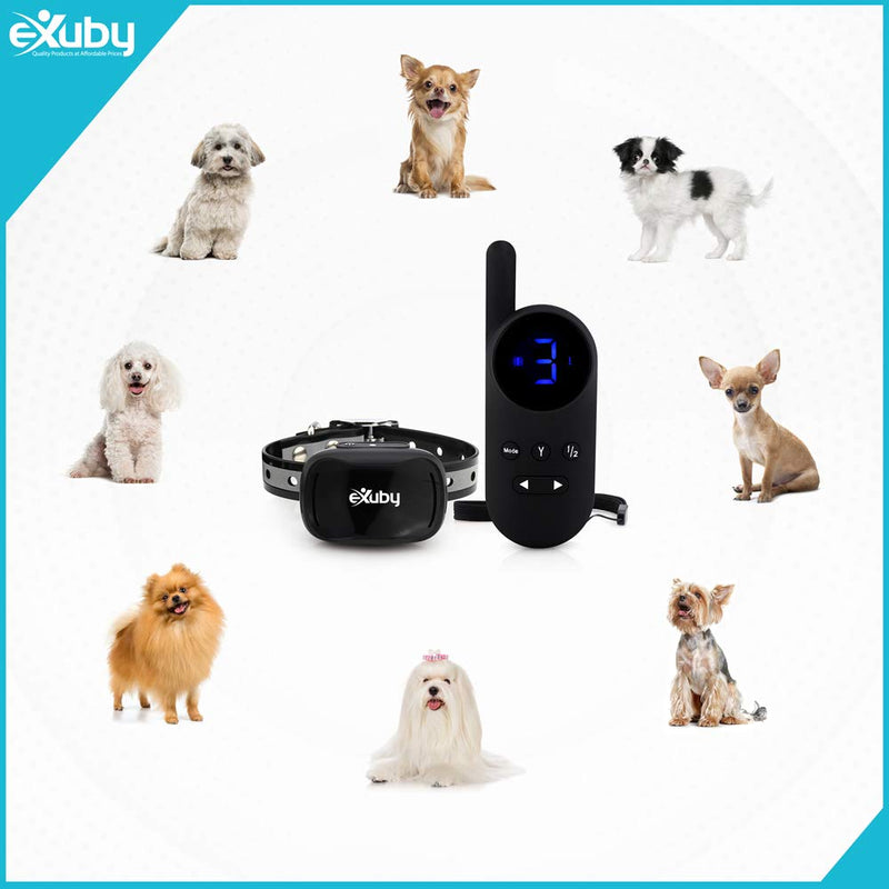 eXuby - Tiny Shock Collar for Small Dogs 5-15lbs - Smallest Collar on The Market - Sound, Vibration, & Shock - 9 Intensity Levels - Pocket-Size Remote - Long Battery Life - Water-Resistant - Black - PawsPlanet Australia