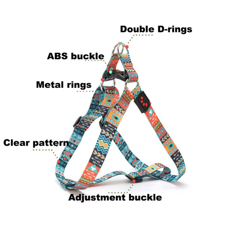 Dog Harness and Leash Set, Pretty Pattern No-Pull Pet Halter Puppy Vest Outdoor Easy Walk for Small Medium Large Breed Pug Bully Mastiff Dogs Female Male, Blue Small S Chest 15.7-23" - PawsPlanet Australia