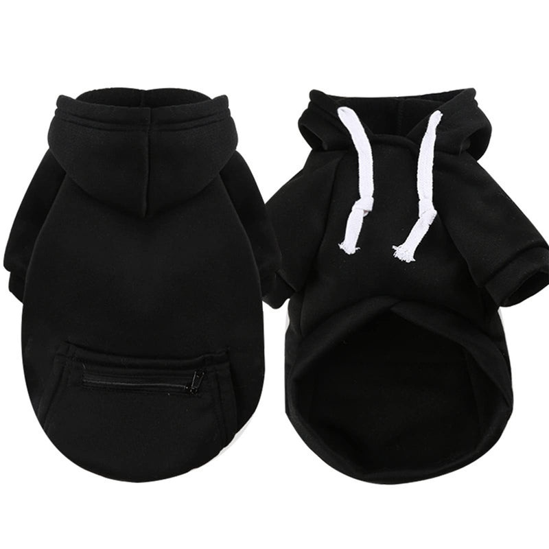 PETCARE Pet Dog Hoodie Sweater Black Warm Soft Fleece Sweatshirts with Pocket Fall Winter Puppy Cat Sweaters Clothes for Small Dogs Cats Chihuahua Yorkies French Bulldog Outfits Costume M(Fit 4-6 lbs)