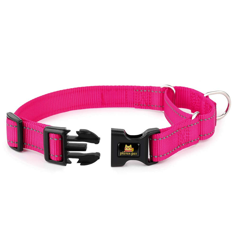 PLUTUS PET Reflective Martingale Collar with Quick Snap Buckle,No Pull Dog Choker Collar for Small Medium Large Dogs,M,Hot Pink M:16"-20" Hot Pink - PawsPlanet Australia