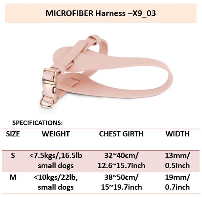 Fashionable Microfiber Leather Dog Harness -[X903] Escape Proof Dog Harness Easy On Easy Off Soft Waterproof with Luxury Durable Golden Hardware Puppy Harness for Litter Small,Middle Dogs Medium-Chest:15~19.7Inch Harness:PeachPink - PawsPlanet Australia