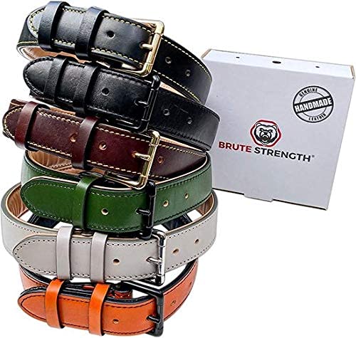 Brute Strength Leather Dog Collar Orange S 26-33 cm S - 26-33 cm