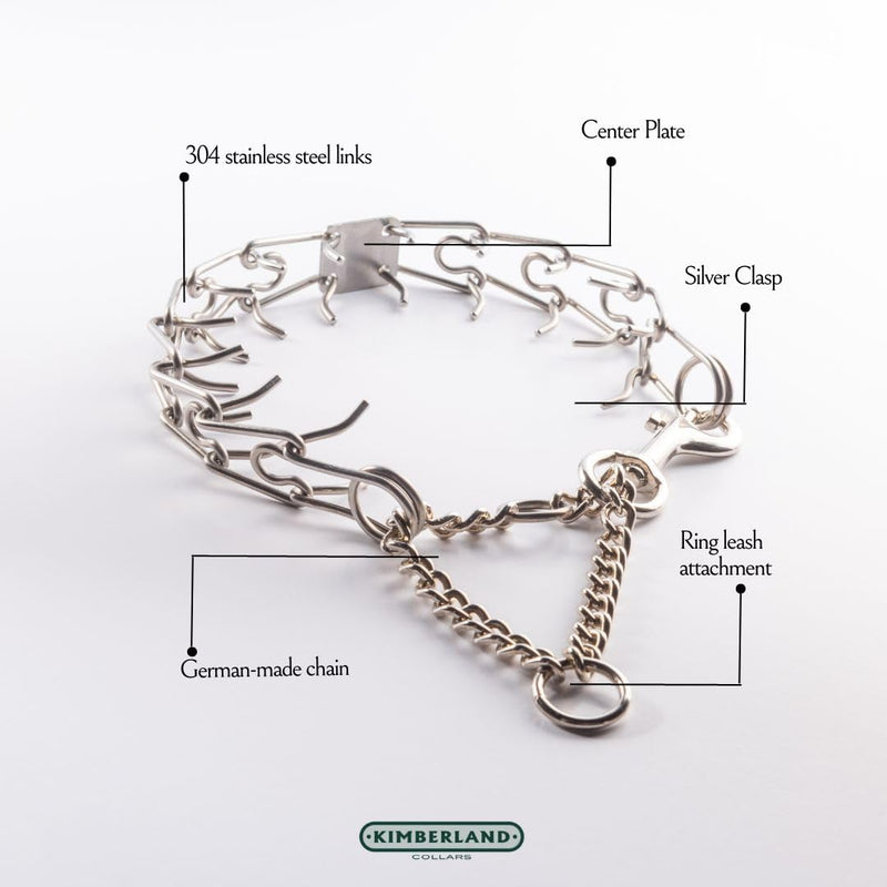 Clasp 2.25mm Stainless Steel | Ring and Center Plate | Dog Training Collar for Medium-Large Breeds | 16” Micro Prong Collar for Dogs 26lbs & Up | No-Pull Collar | Dog/Puppy Training & Behavior Aid - PawsPlanet Australia