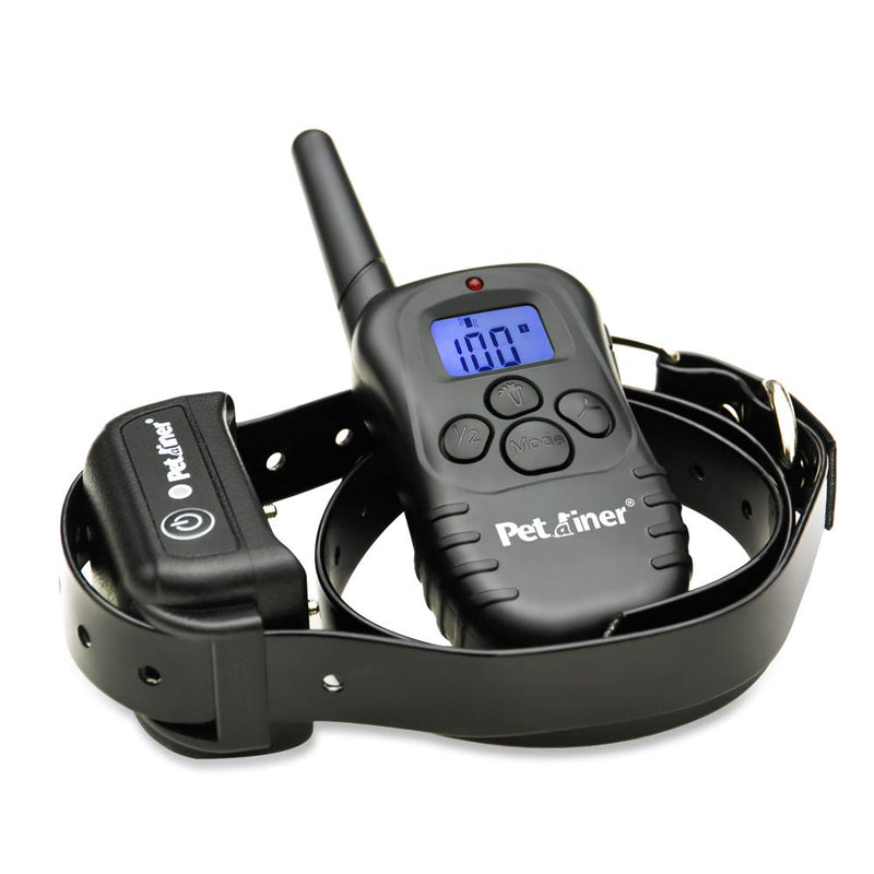 Petrainer PET998DB1 330 Yards Rechargeable and Waterproof Dog Training Collar with Safe Beep, Vibration and Shock Electronic Electric Collar