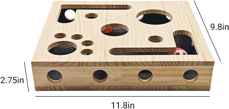 Cat Nail File Box with Interactive Cat Toys – 2026 Cats Nail File Enrichment Box Scratch Puzzle Toy for Indoor Cats, Natural Claw Care & Enrichment Activity with 3 Bell Ball(Random Color) - PawsPlanet Australia