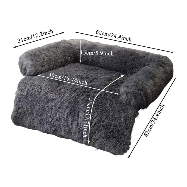 Plush Pet Couch Cover Rug with Non-Slip Base, Shaggy Pet Rug (Beige, Small 24.5" L x 24.5" W x 6" H) Beige - PawsPlanet Australia