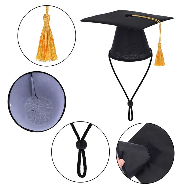 Chanbin Pet Graduation Caps with Small Dog Graduation Hats with Yellow Tassel for Dogs Cats Holiday Costume Accessory