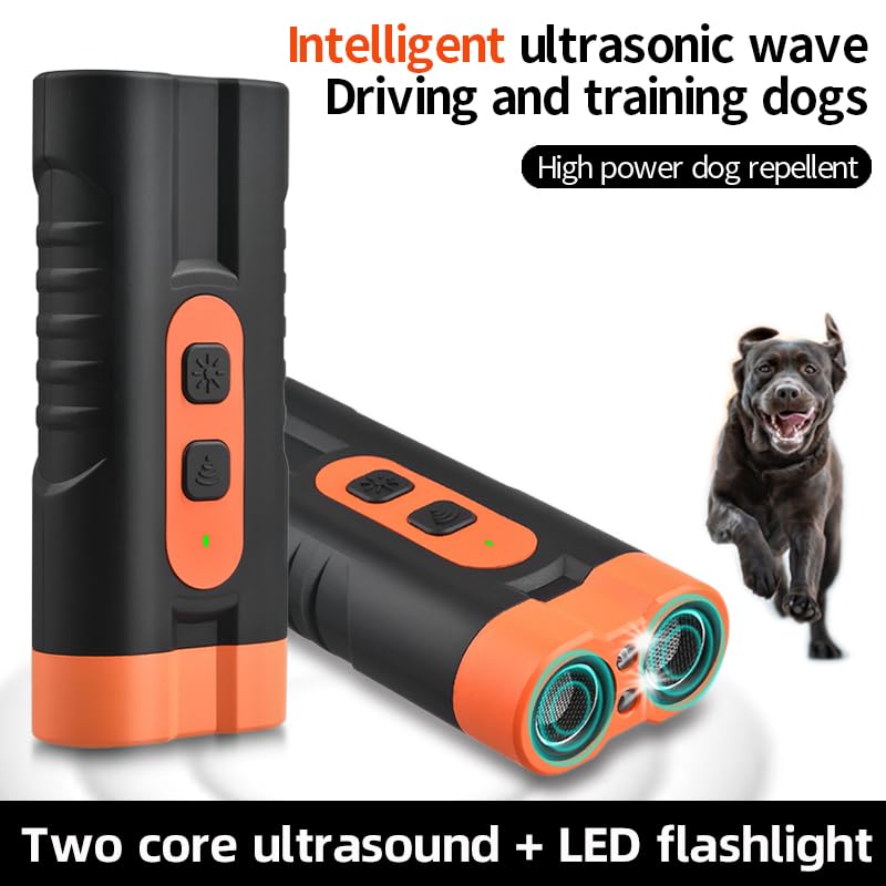 Dog Bark Deterrent Device Rechargeable,Anti Bark Tool for Dogs,Ultrasonic Dual Emitter 50ft Safe Correction Tools to Control Dog's Bark 25KHz,Trainer Barking Silencer Indoor&Outdoor with Flashlight - PawsPlanet Australia