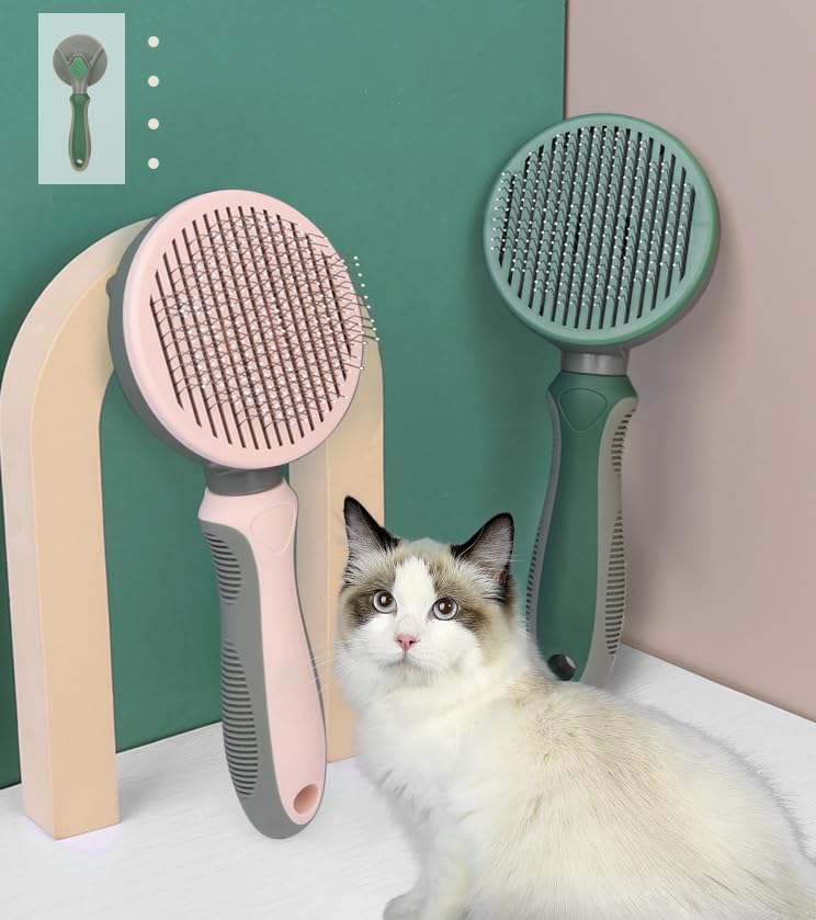 Pet Grooming Tool Needle Brush, Self Cleaning Slicker Brushes for Pet Grooming, Remove Undercoat, Shedding Hair from Long or Short Hair Pro. Curved Needle - Orange - PawsPlanet Australia