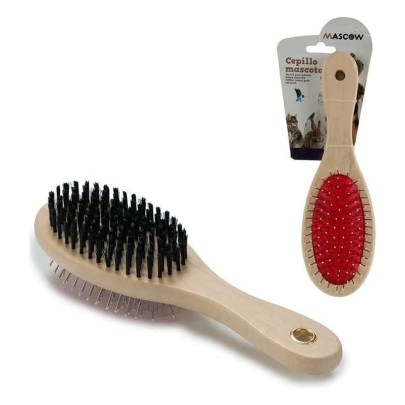 S3606526 Wooden Dog Brush, Various Materials, Multicoloured, 6 x 24.5 x 9.5 cm - PawsPlanet Australia