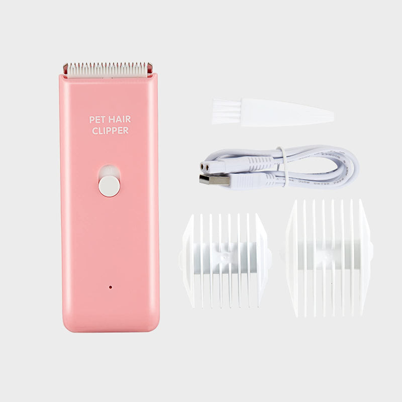 Dog Cat Home Hair Waterproof Clipper Portable Electric USB Rechargeable Pet Grooming Tools Low Noise Shaver Cordless Trimmer for Small and Large Pets Pink