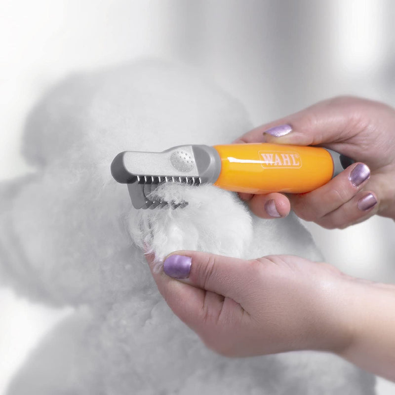 Wahl Soft Grip Dematter, Professional Grooming Brush, Pet Comb for Dogs and Cats, Grooming Tools for Pets, De-Matting Brushes for Long Short Haired Animals, Gel Handle Clear - PawsPlanet Australia
